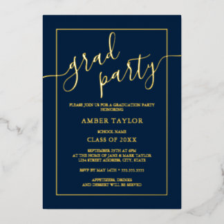 Modern Navy Gold Graduation Party 
