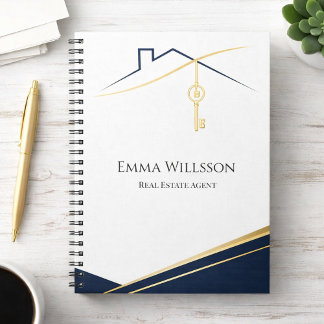 Modern Navy Gold Luxury Realtor Estate Agent Notebook