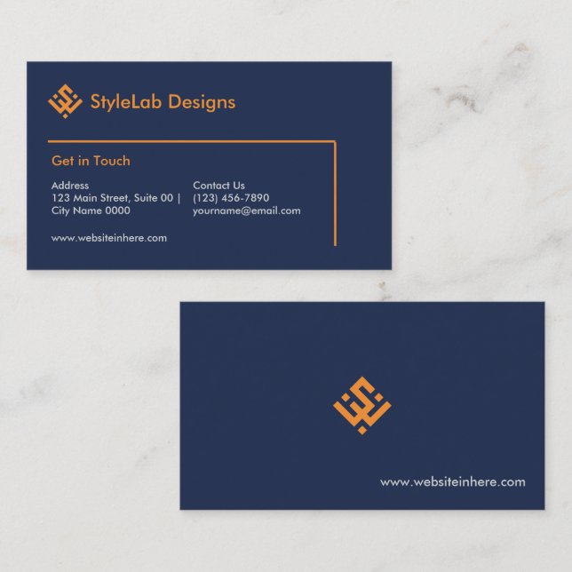 Modern Navy Gold Modern Professional Bold Business Card (Front/Back)