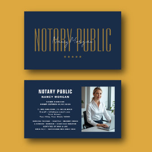 Modern Navy Gold Notary Public Photo Business Card