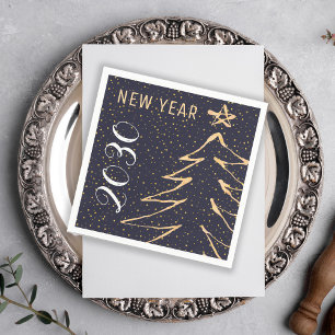 Modern navy gold white New Years party 2018 Napkin