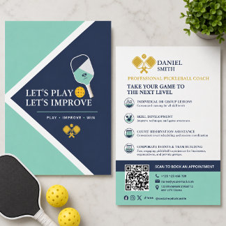 Modern Navy Mint Pickleball Coach Club Academy Flyer