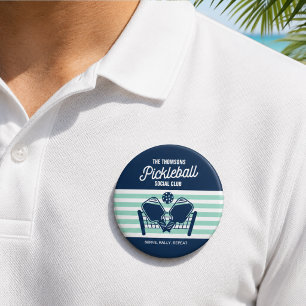 Modern Navy Mint Pickleball Sports Team Club Name 7.5 Cm Round Badge