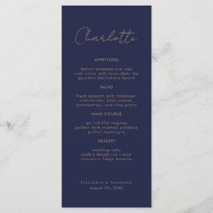 Modern Navy Name Place Card Wedding Dinner Card