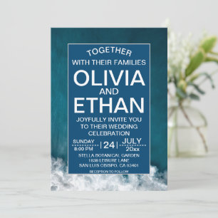 Modern navy nautical coastal Wedding Invitation
