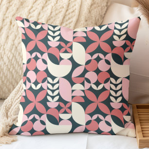 Modern Navy Pink Abstract Geometric Pattern Cushion