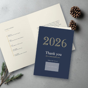 Modern Navy Review Elegant Corporate Business Logo Holiday Card