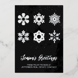 Modern Navy Silver Snowflakes Business