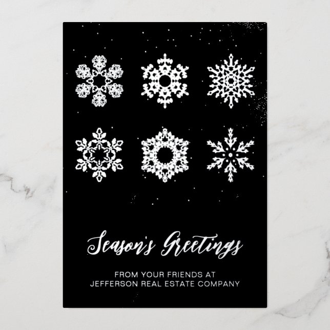 Modern Navy Silver Snowflakes Business    (Front)