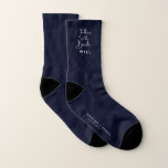 Modern Navy Stylish Father Of The Bride Weddings Socks<br><div class="desc">Beautiful script hand-lettered "Father of The Bride" designed along with modern white serif font gives the right detail to this elegant and contemporary wedding fashion. Ideal to wear on the wedding day for that extra special fatherly feeling on your big day! Easily personalised with the bride's father's names and make...</div>