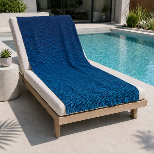 Modern Navy Teal Geometric Ombre Beach Towel