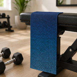 Modern Navy Teal Geometric Ombre Sports Hand Towel