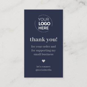 Modern Navy Thank You for Shopping Small Business Card