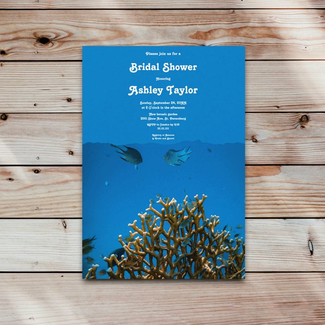Modern Navy Underwater Sea Fish Reef Bridal Shower Invitation (Creator Uploaded)