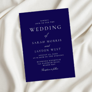 Modern Navy & White Minimal Elegant Wedding Invitation