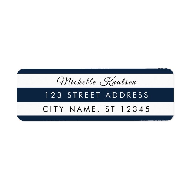 Modern Navy & White Stripes  Address Labels   (Front)