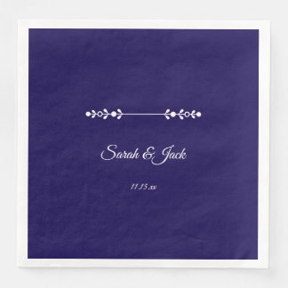 Modern Navy & White Wedding Napkin