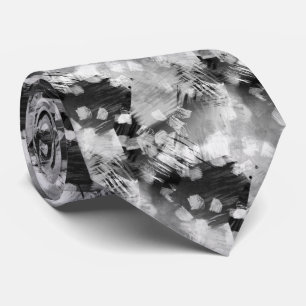 Modern Neck Tie With Black Grey White Retro Art