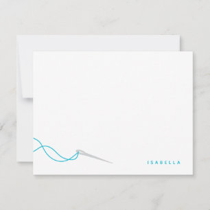 Modern Needle and Thread In Aqua Sewing Card