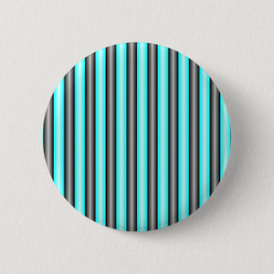Modern Neon Blue and Black 3D Metal Effect Stripes 6 Cm Round Badge