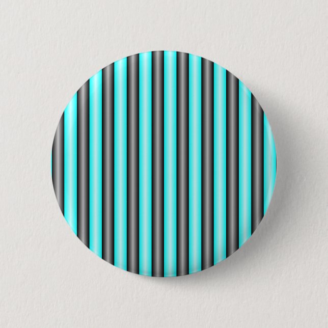 Modern Neon Blue and Black 3D Metal Effect Stripes 6 Cm Round Badge (Front)