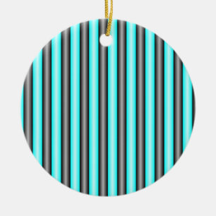 Modern Neon Blue and Black 3D Metal Effect Stripes Ceramic Tree Decoration