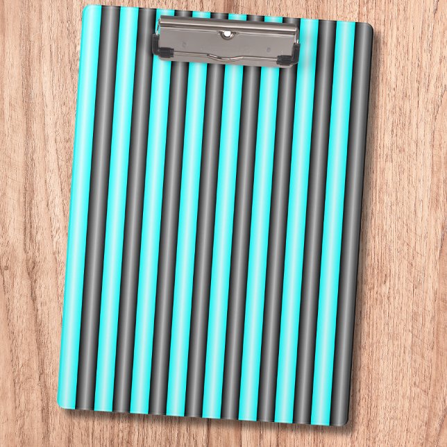 Modern Neon Blue and Black 3D Metal Effect Stripes Clipboard (Creator Uploaded)