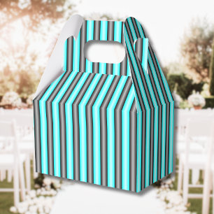Modern Neon Blue and Black 3D Metal Effect Stripes Favour Box