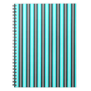 Modern Neon Blue and Black 3D Metal Effect Stripes Notebook