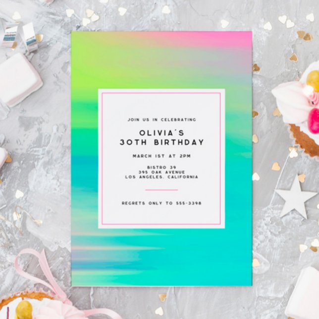 Modern Neon Bright Colourful Birthday Party Invitation (Creator Uploaded)