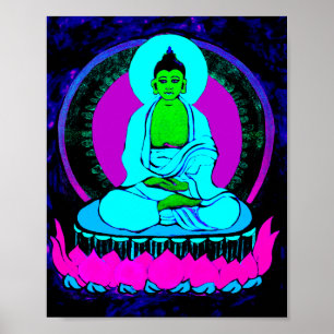 Modern Neon Buddha Poster