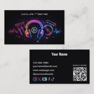 Modern Neon DJ  Business Card
