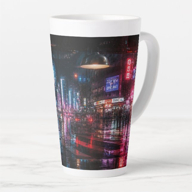 Modern Neon Glow Latte Mug (Right Angle)