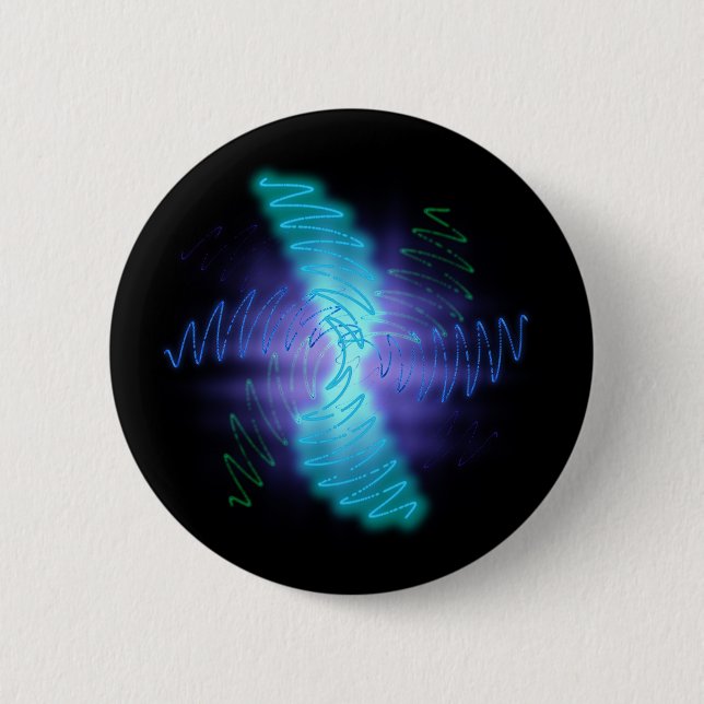 Modern Neon Glowing Sound Waves 6 Cm Round Badge (Front)