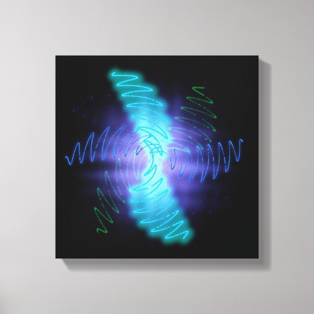 Modern Neon Glowing Sound Waves Canvas Print (Front)
