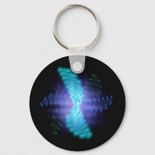 Modern Neon Glowing Sound Waves Key Ring