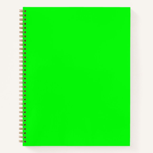 Modern neon green bright solid colour cool spiral notebook (Front)