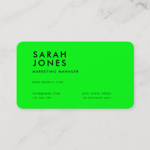 Modern Neon Green Colour Business Card