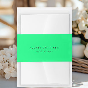 Modern neon-green invitation belly band
