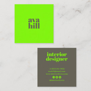 Modern Neon Green Olive Professional Logo Stylish Square Business Card
