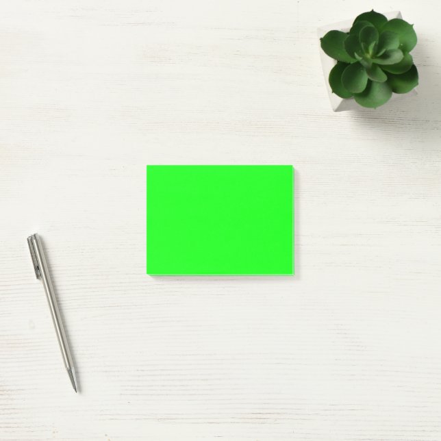 Modern neon green screen bright solid plain cool post-it notes (Office)