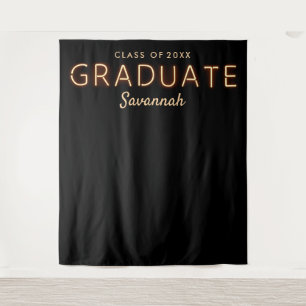 Modern Neon Lights Graduation Photo Backdrop Tapestry
