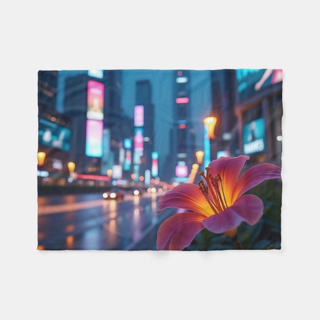 Modern Neon Lily Fleece Blanket (Front (Horizontal))