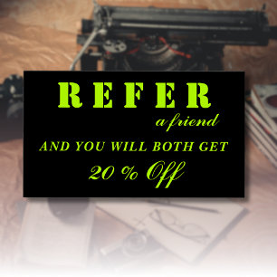 Modern Neon Lime Black Referral Cards