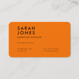 Modern Neon Orange Colour Business Card