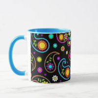 Modern Neon Paisley Floral Pattern