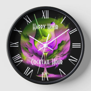 Modern Neon Party Time Personalised Clock