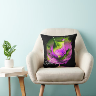Modern Neon Party Time Personalised Cushion