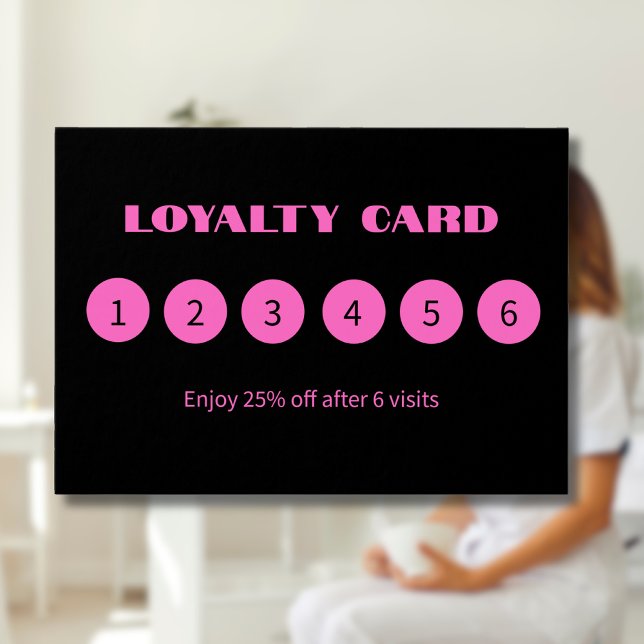 Modern Neon Pink Black Loyalty Cards (Creator Uploaded)