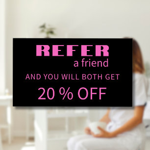 Modern Neon Pink Black Referral Cards